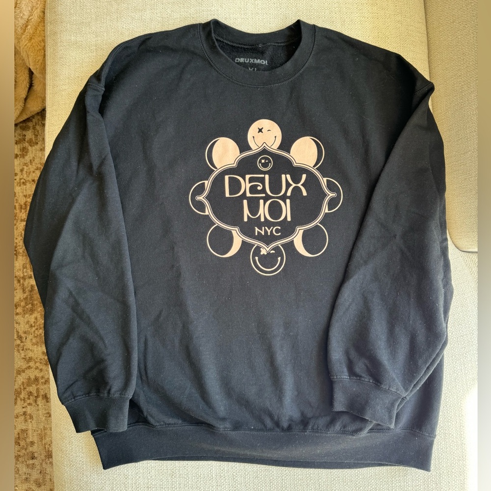 Deux Moi NYC Black Crew Neck Sweatshirt